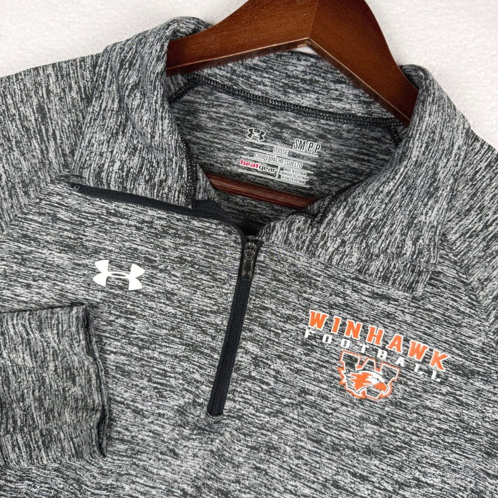 Under Armour 1/4 Zip Pullover Womens S Gray Winhawk Football HeatGear 1247777